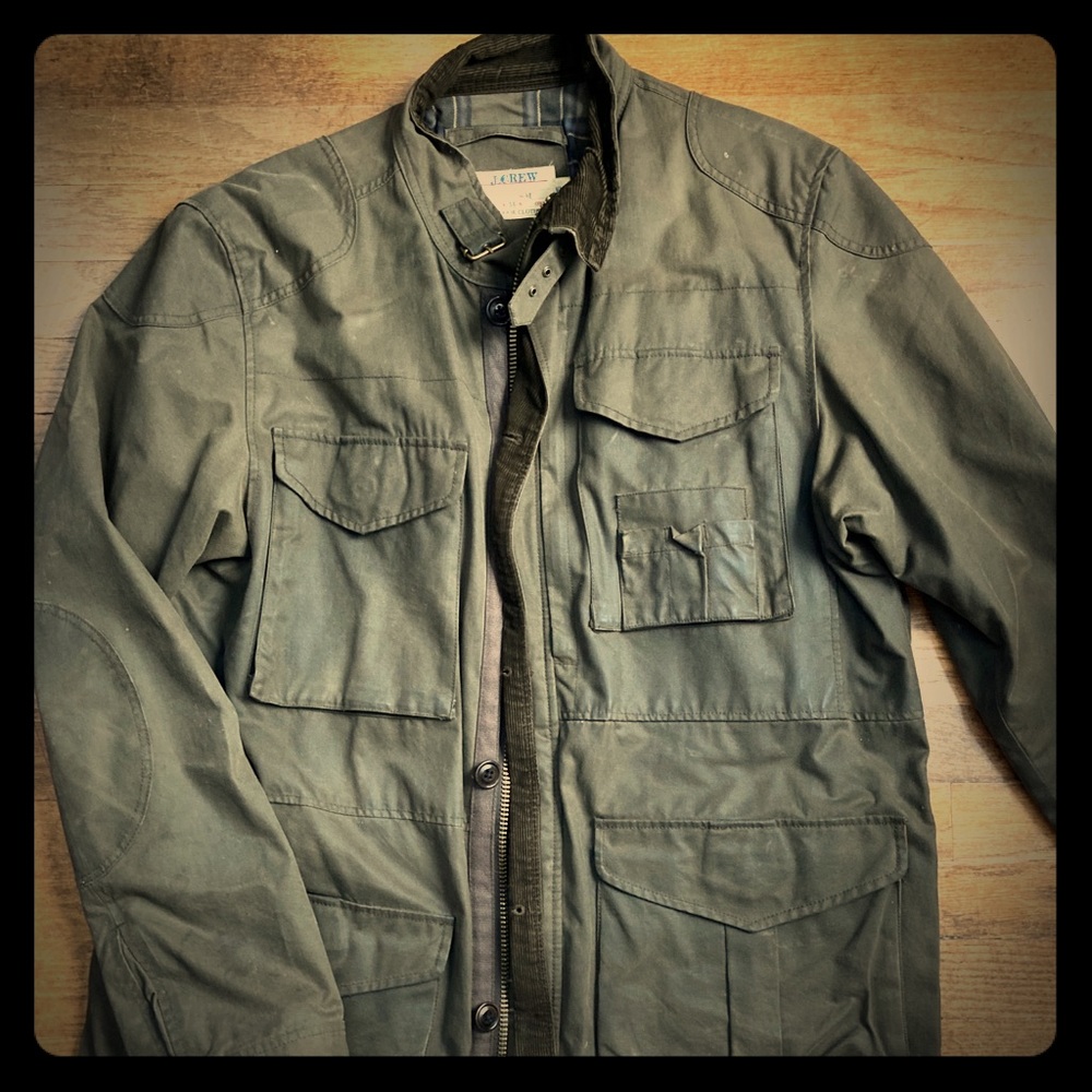 Jcrew. Waxed Utility Jacket. XL. Olive green.